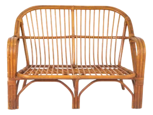 Vintage Brown Rattan Loveseat