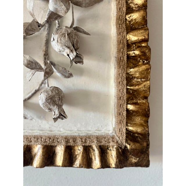 Contemporary Paper Mache Framed Pomegranates Wall Hanging For Sale - Image 3 of 9