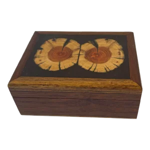 Vintage Inlaid Walnut Box With Locust Inlaid Design