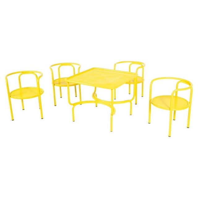 "Locus Solus" Outdoor Garden Set by Gae Aulenti for Poltronova, Italy, 1964 Bright yellow metal Garden furniture set...