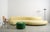 Light Yellow Contemporary Modern Celeste Curved Sofa in Yellow Wool Felt and Black Metal Base For Sale - Image 8 of 10