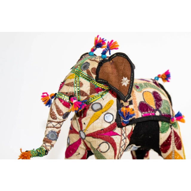 Vintage Raj Hand-Crafted Stuffed Cotton Embroidered Elephant, India, 1950. Anglo Raj vintage hand-crafted stuffed cotton...