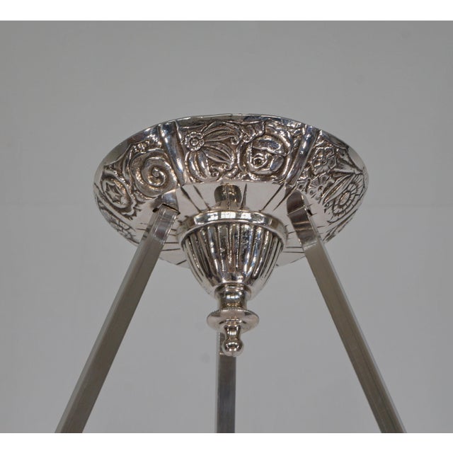Metal French Art Deco Pendant Light by Degue - 1920s France For Sale - Image 7 of 10