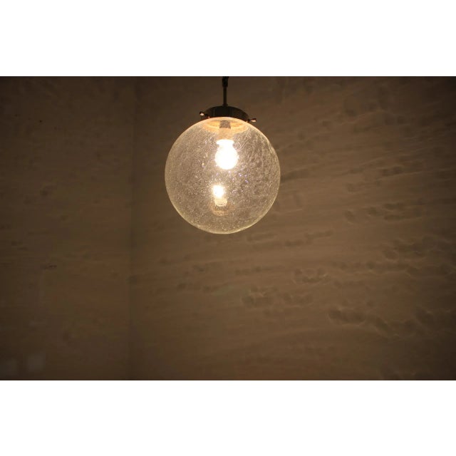 Metal Large Vintage Czech Glass Pendant, 1970s For Sale - Image 7 of 10