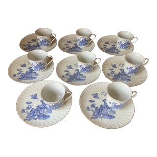 1980s Snack Plates With Cups Set of 8 - 16 pcs For Sale