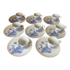 1980s Snack Plates With Cups Set of 8 - 16 pcs