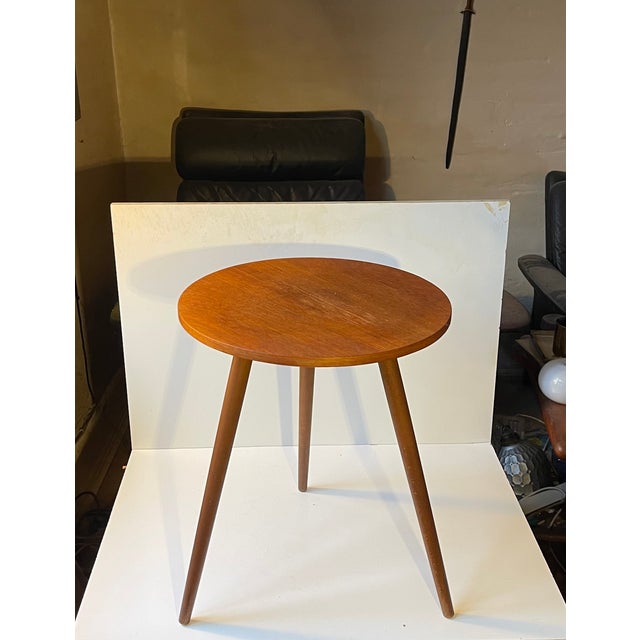 Wood Danish Circular Teak Side Table, 1960s For Sale - Image 7 of 7