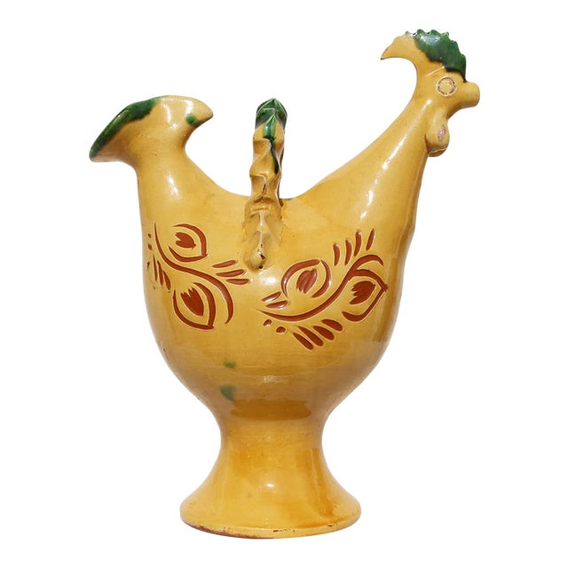 1900s Portuguese Rooster Earthenware Aquamanile For Sale