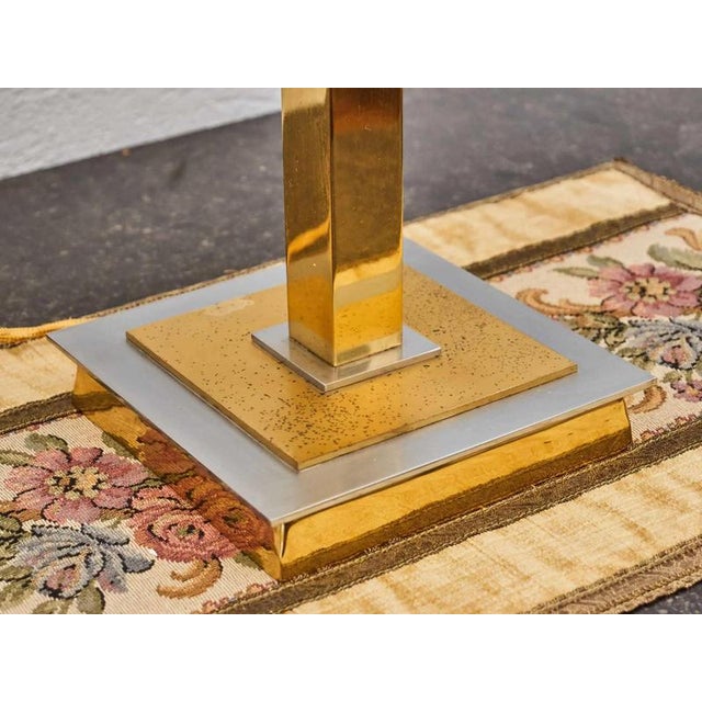 Glass Vintage Brass Lamp with Tiffany Shade For Sale - Image 7 of 8