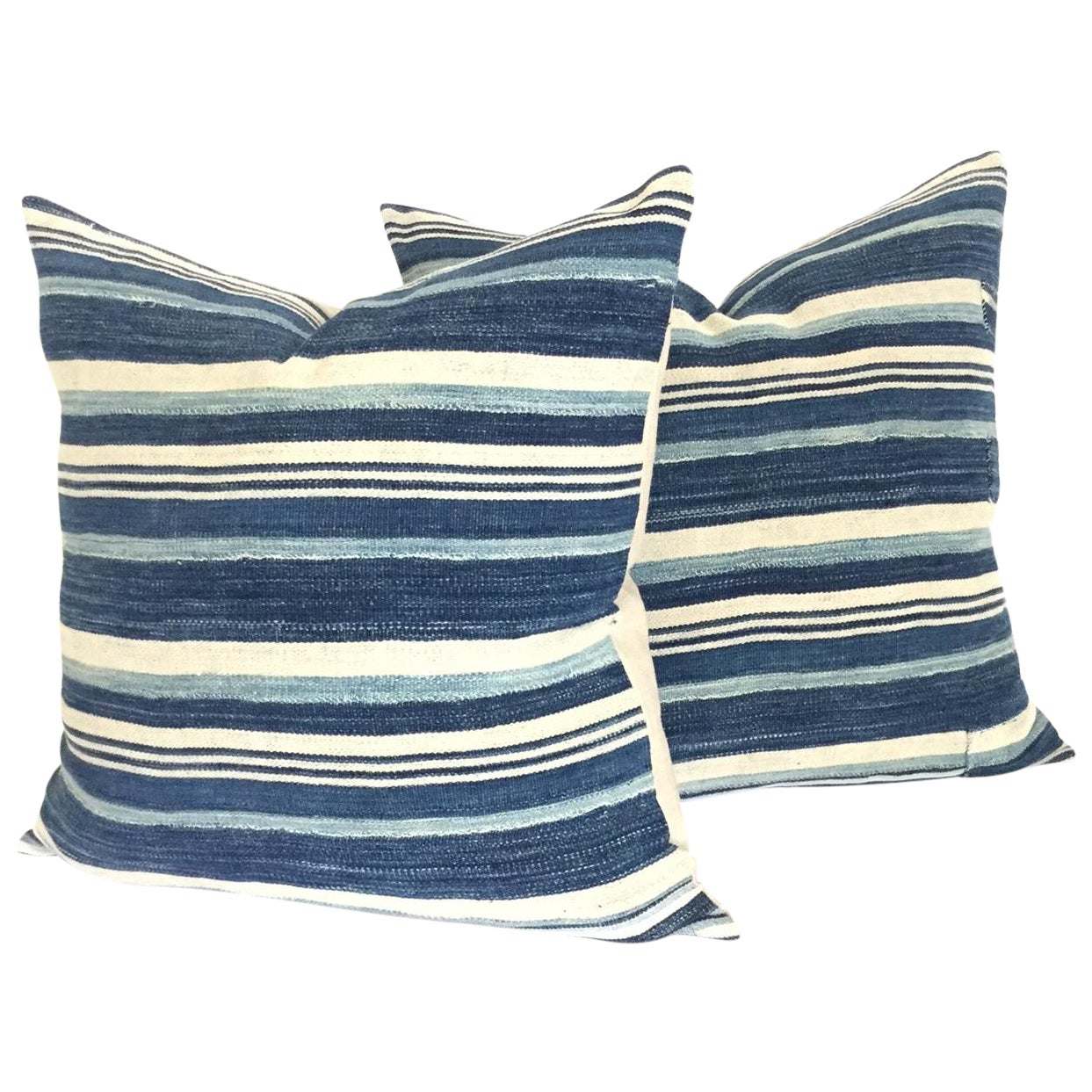 Indigo Stripe Pillows Pair Chairish