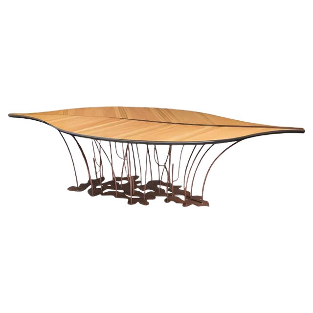 Wood & Steel Leaf Fenice Table by Marco Segantin for VGnewtrend For Sale