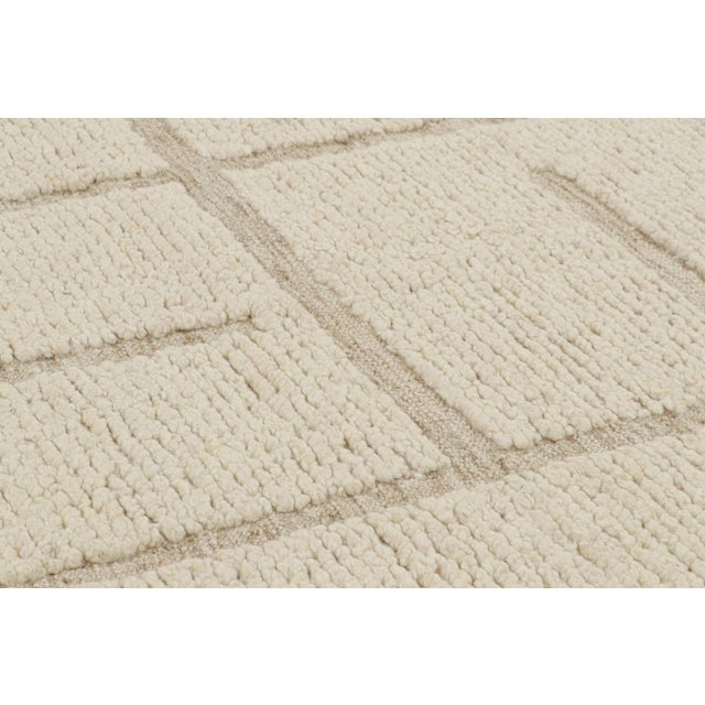 Contemporary Rug & Kilim’s Modern Rug with Cream High-Low Geometric Patterns - 6x9 For Sale - Image 3 of 7