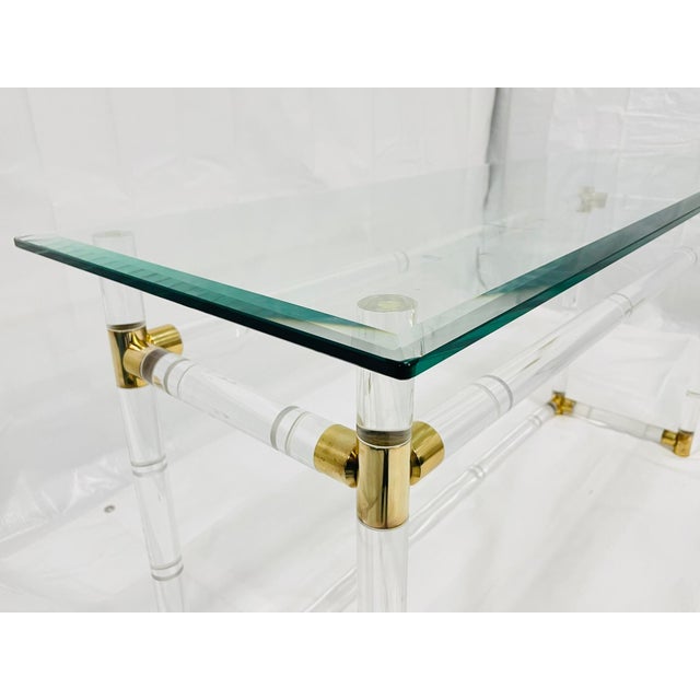 Lucite and Brass “Bamboo” Console Table by Charles Hollis Jones, Usa, 1960s For Sale - Image 16 of 18