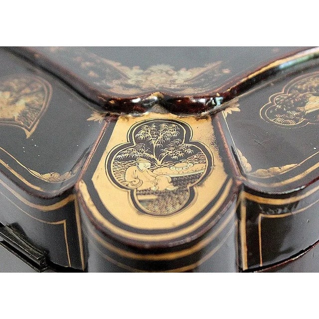 Black Large Napoleon III Japonaiserie Wooden Box Painted Black, Mid-19th Century For Sale - Image 8 of 18