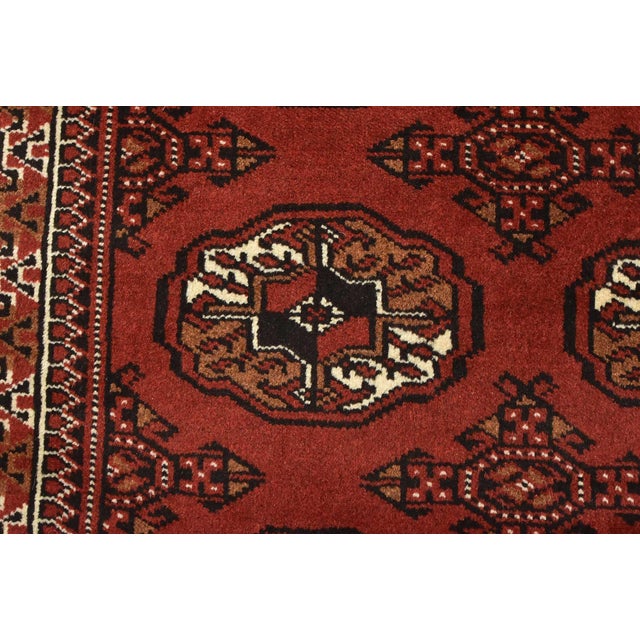Red Turkmen Rug 3'3'' X 5' Red Wool Vintage Tribal Hand-Knotted Oriental Carpet For Sale - Image 8 of 12