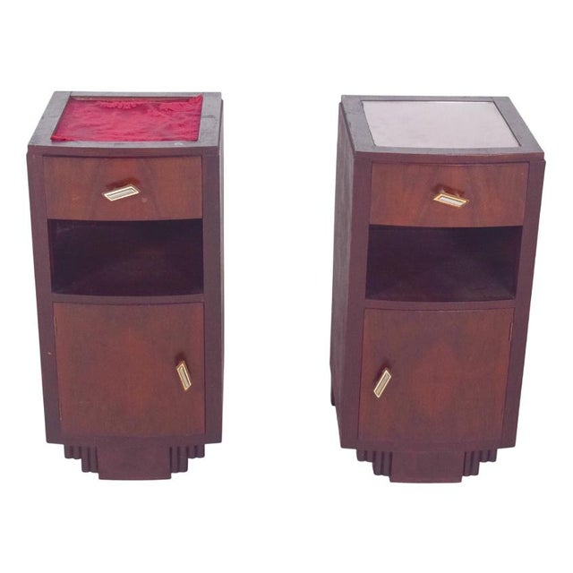 Wood Vintage Portuguese Deco Bedside Tables, 1920, Set of 2 For Sale - Image 7 of 7