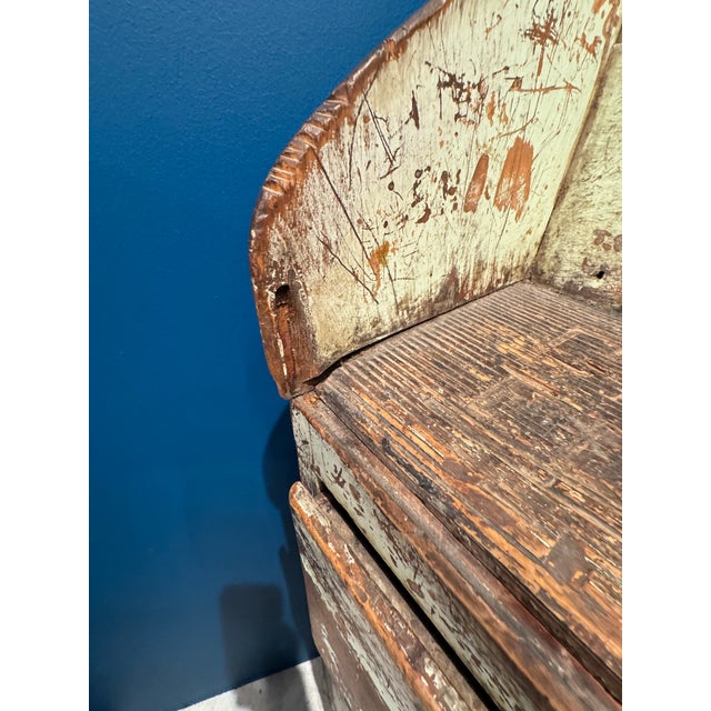 Wood Antique Painted Pine Slant-Front Desk With Original Graffiti Patina For Sale - Image 7 of 12