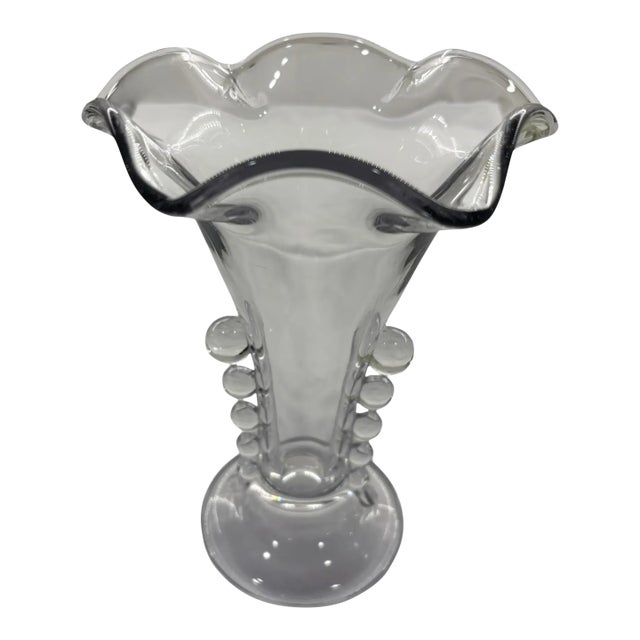 Mid 20th Century Imperial Glass Candlewick Plain Top Crimped Vases For Sale