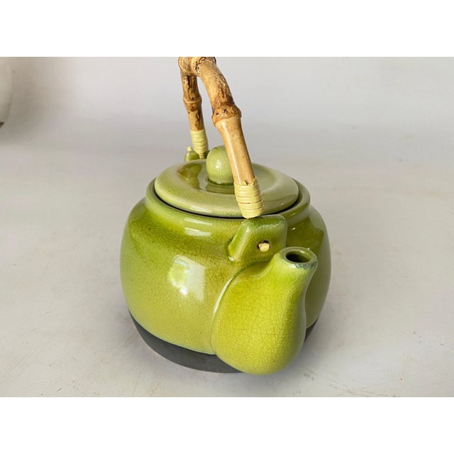Crakeled Ceramic Tea Pot in Green, France, 20th Century For Sale - Image 5 of 11