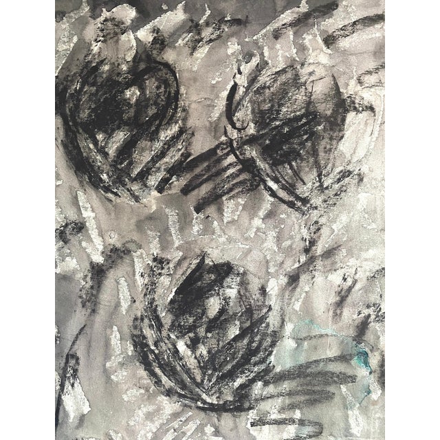 David Rankin, Australian Abstract Expressionist Gouache Painting Charcoal on Shaped Paper, 1990 For Sale - Image 4 of 4