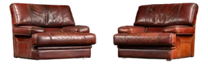 Pair of Mid 20th Century Italian-Inspired Leather Lounge Chairs in Red