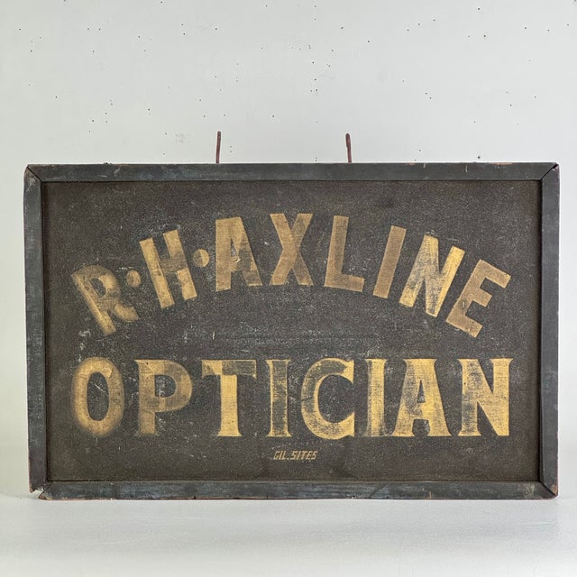 A decorative all wood double sided original Late 19th Century - Early 20th Century Optician's trade sign. This would have...