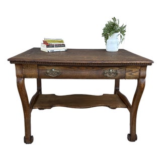 Antique Tiger Oak Library Table For Sale