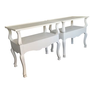 Curvy Custom Made Griege Night Stands- a Pair For Sale