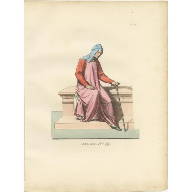 Mid 19th Century Bonnard, Medieval Figures Costume & Daily Life, Handcolored Engravings, 1845, Set of 4 For Sale - Image 5 of 10