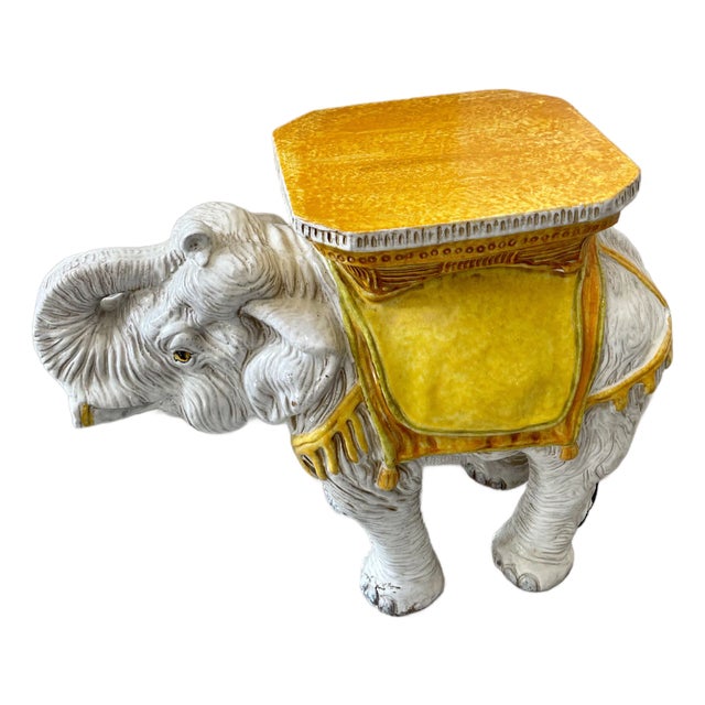 Italian Glazed Terracotta Elephant Garden Seat, 1950s For Sale