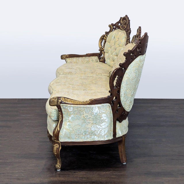 Rococo Hausske-Harlen 1981 Rococo Revival Carved Wood & Gilt Sofa For Sale - Image 3 of 9