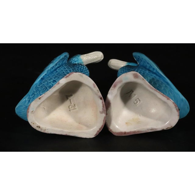 Turquoise Vintage Chinese Porcelain Turquoise Pair of Indian Runner Ducks For Sale - Image 8 of 8