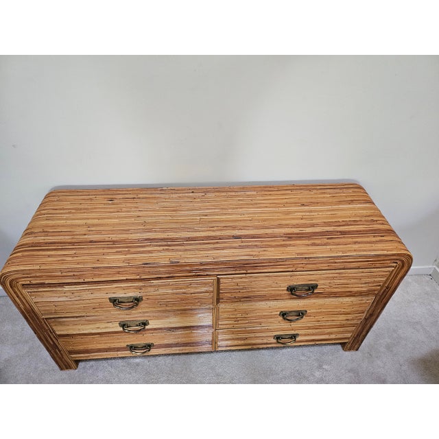 Contemporary Vintage Pencil Reed Waterfall Double Dresser For Sale - Image 3 of 18