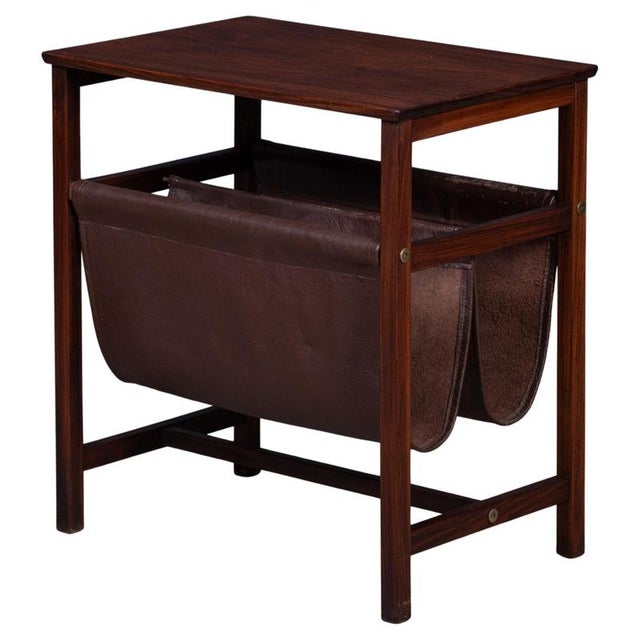 Vintage Danish Magazine Holder in Rosewood and Leather, 1960s For Sale - Image 11 of 11