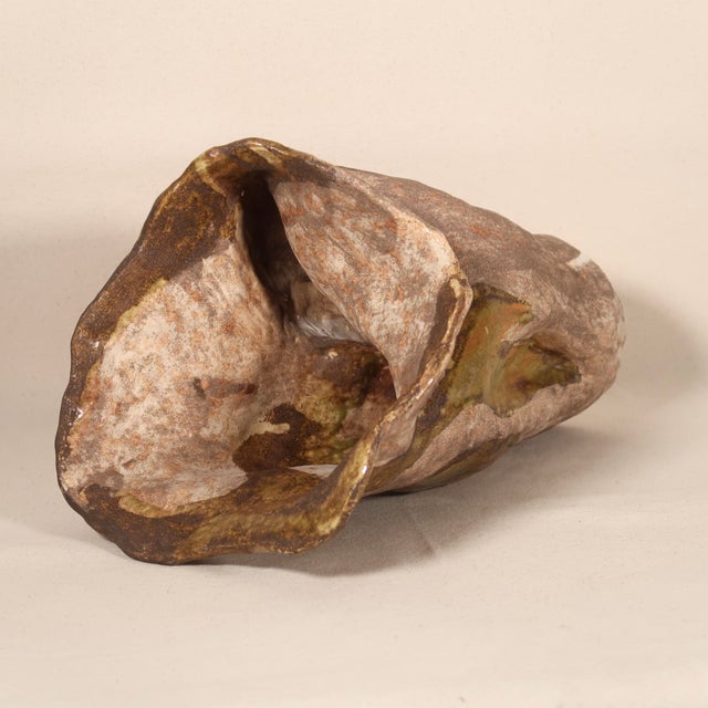 Large Organic Hand Formed Brutalist Studio Pottery Ceramic Sculpture Vase With Natural Drip Glaze For Sale - Image 16 of 16