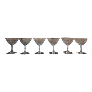 1940s Set of Five Fostoria Champagne Glasses in Chintz Pattern - Popular Pattern