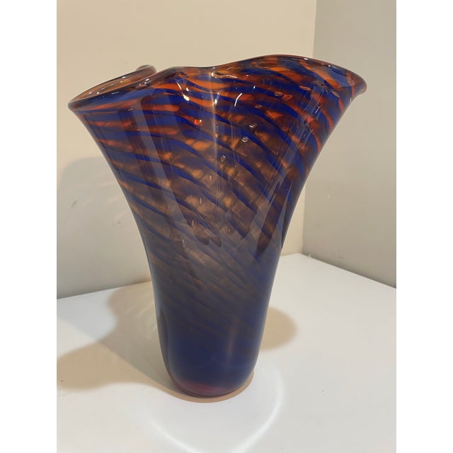 Contemporary Vintage Murano Style Art Glass Vase For Sale - Image 3 of 8