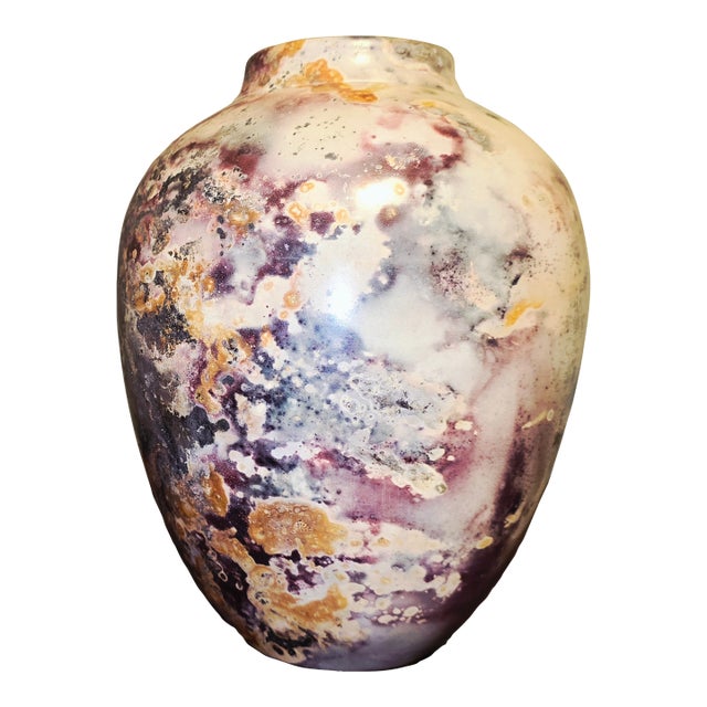 Joel Magen Studio Pottery Vase – Marbled Reactive Glaze, One‑of‑a‑Kind Artisan Form For Sale