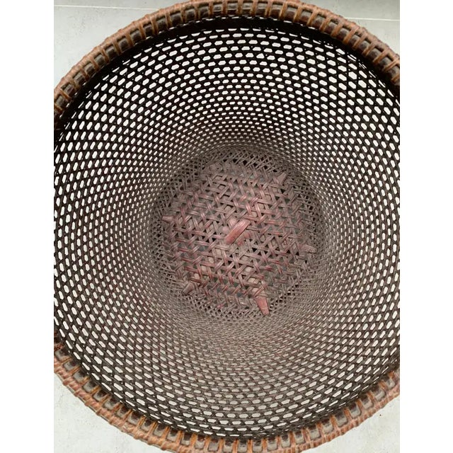 Chinese Basket Pair Hand-Woven Rattan With Red Wood Base, Early 20th Century For Sale - Image 13 of 16