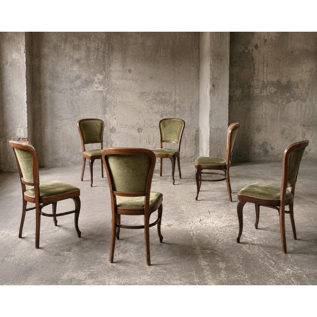 Classic Dining Chairs with Velvet Upholstery from Thonet, 1960s, Set of 6 For Sale - Image 6 of 13
