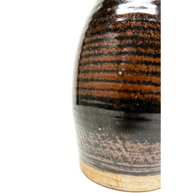 Black Studio Pottery Pitcher Black & Brown Glaze For Sale - Image 8 of 9
