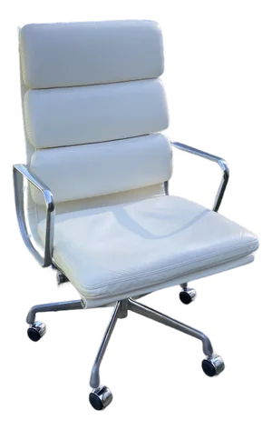 Authentic Eames Soft Pad Chair - Executive by Herman Miller White Leather