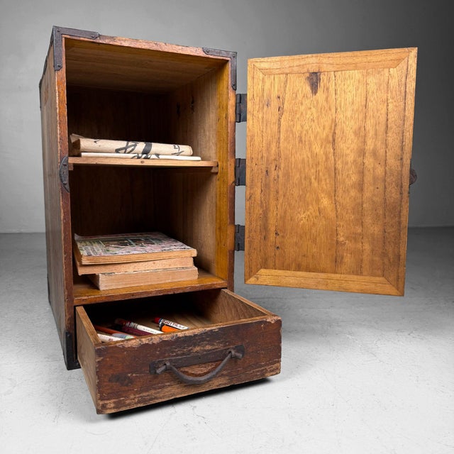 Japanese Wooden Writing Cabinet, 1900s For Sale - Image 5 of 14