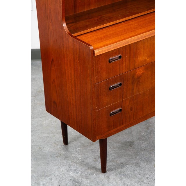 Brown Mid Century Danish Modern Secretary Desk Teak Pull Out Drawers Office Vintage Vg For Sale - Image 8 of 11