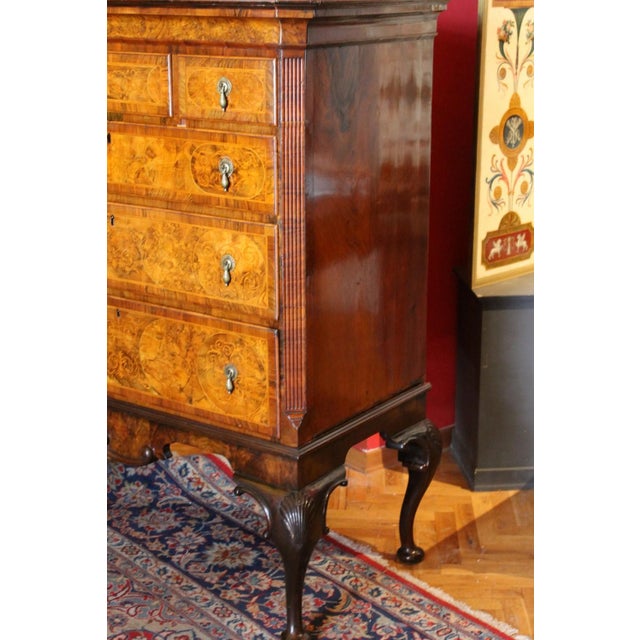 Wood George II Burl Walnut and Marquetry Hightboard, 1890s For Sale - Image 7 of 18