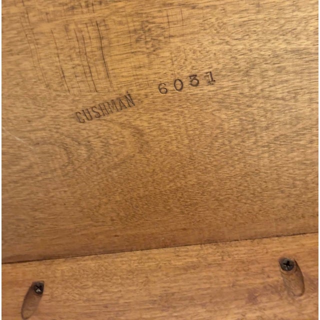 Vintage Cushman Carved Wood Colonial Farmhouse Bench For Sale - Image 9 of 9
