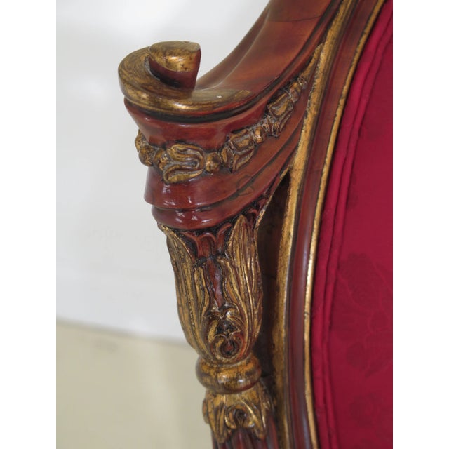 2010s French Louis XVI Style Mahogany & Gold Arm Chairs - a Pair For Sale - Image 5 of 13