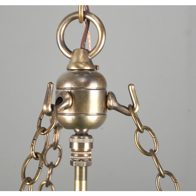 Antique 13 In. Green Hand Blown Crystal Bell Jar Pendant Light For Sale - Image 9 of 12