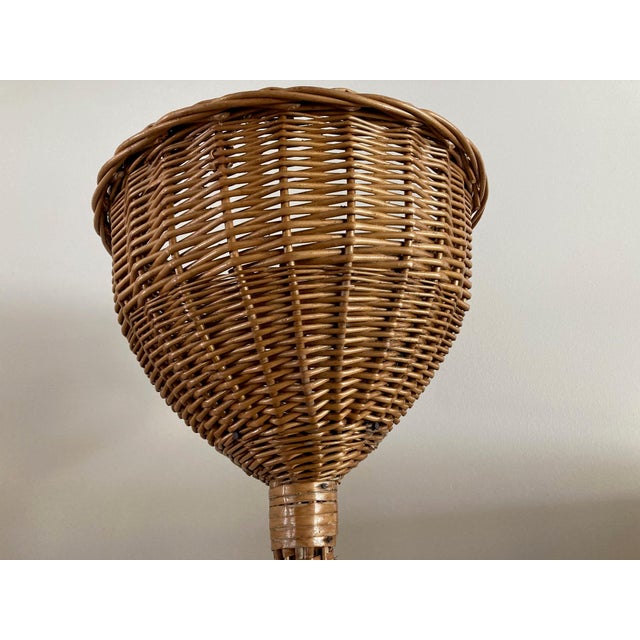 Mid-Century Wicker Plant Stand For Sale - Image 4 of 8