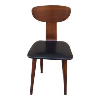 1940s Mid Century Modern Black Vinyl Bentwood Desk Chair For Sale